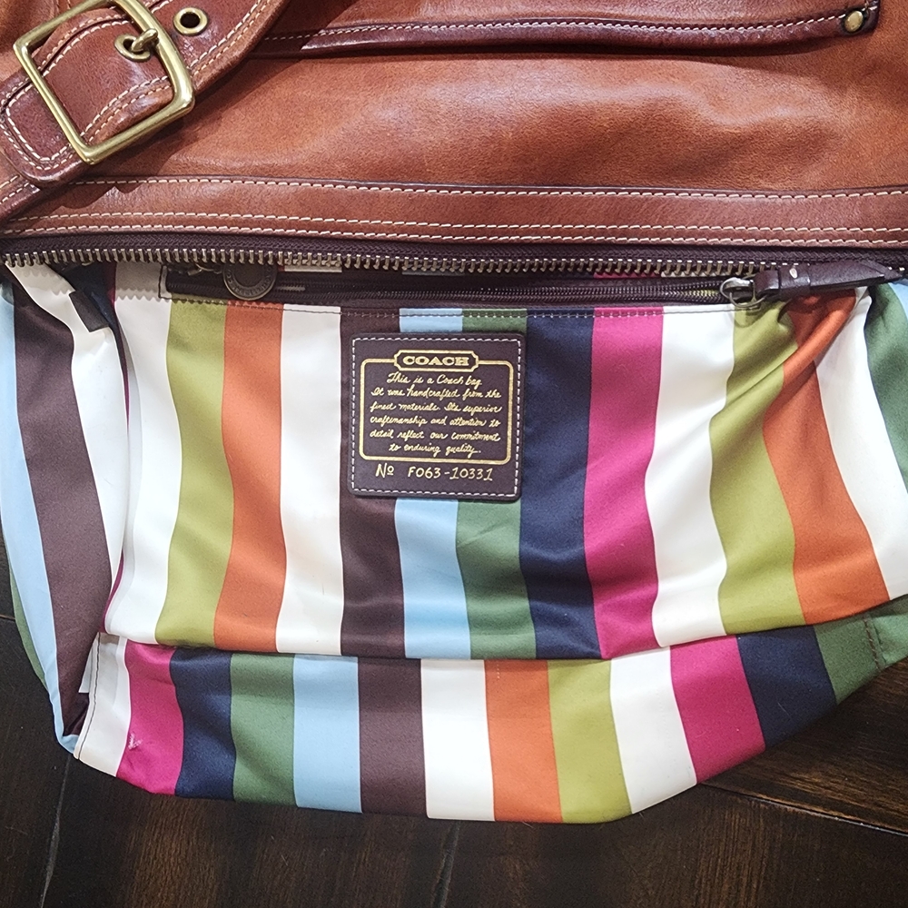 Coach Two-Tone Brown Leather Shoulder Bag - Picture 13 of 14